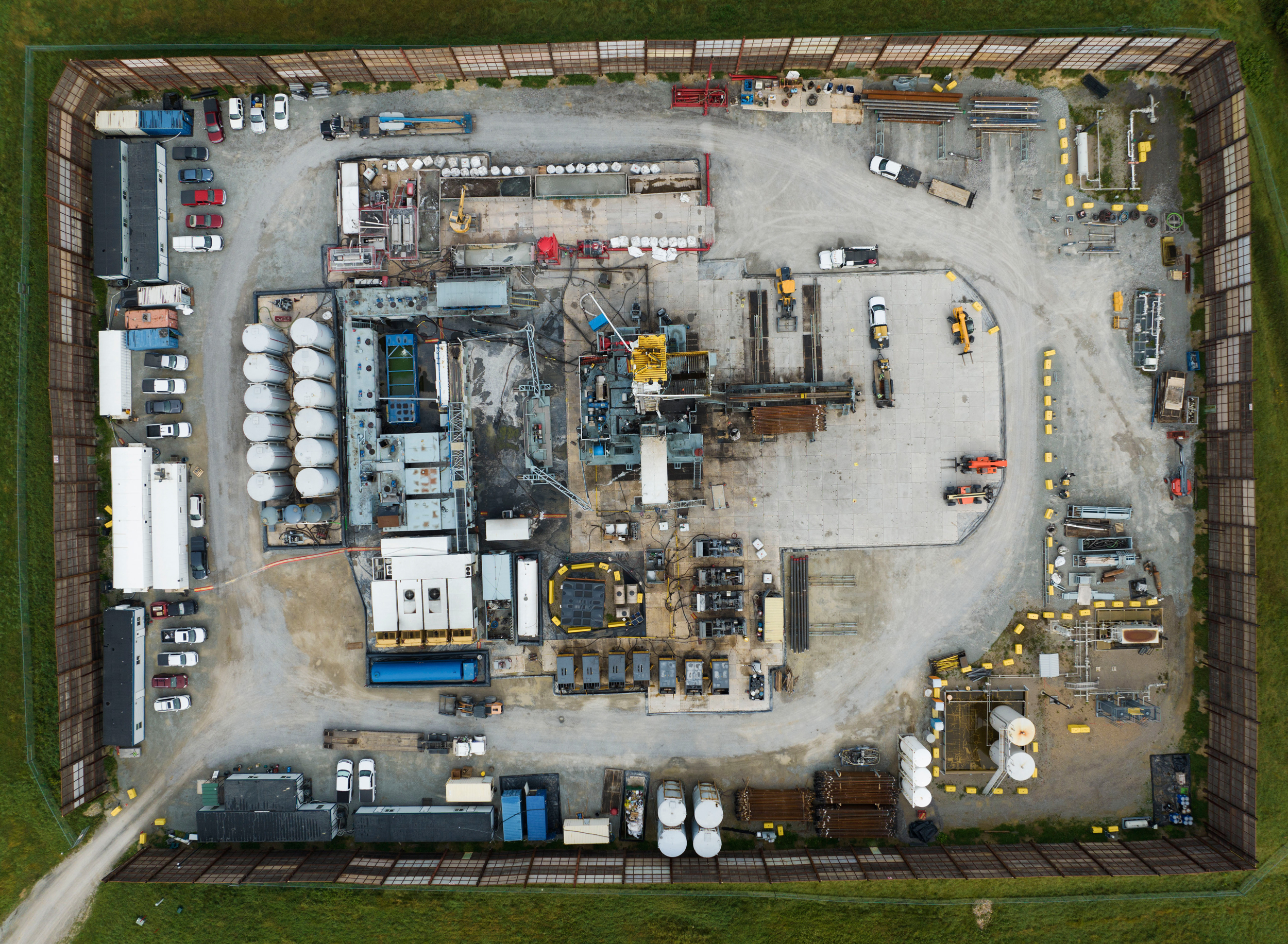 An aerial view of a fracking pad in Westmoreland County, Pa. Credit: Ted Auch/FracTracker Alliance